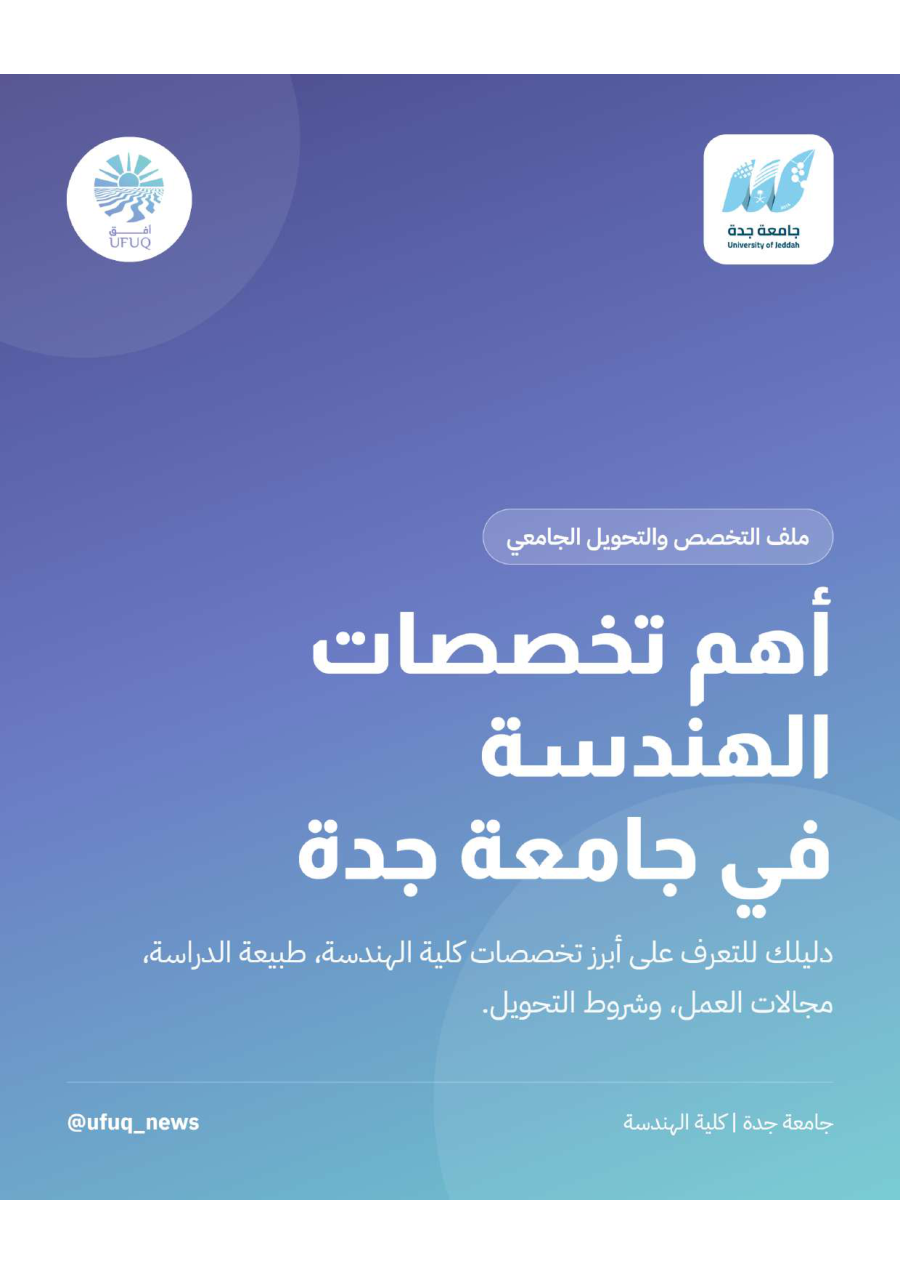 غلاف أهم تخصصات الهندسة في جامعة جدة